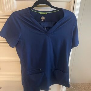 Figs Blue Fitted Blouse Top